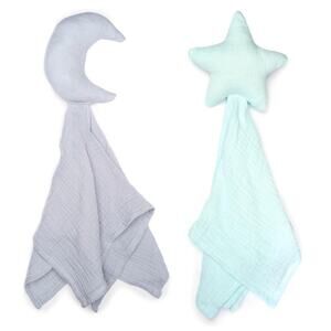 Ullabelle BABY SECURITY BLANKET SET (BLUE) Star Moon Shaped Nursery
